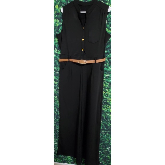 NEW Pink Queen Button Up Long Wide Leg Jumpsuit w/ Belt-XXL - Picture 3 of 7